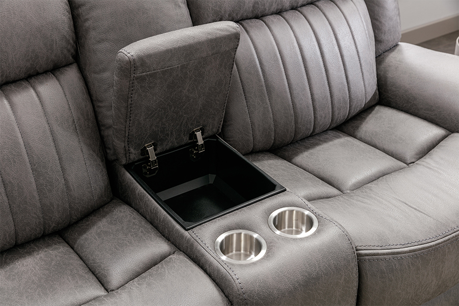 RC-7756 Polyester Tech Fabric Manual Reclining Loveseat cu consolă